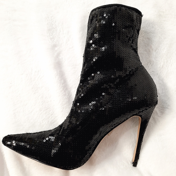 Aldo Cirelle Black Sequin Boots Size 8 US - Picture 7 of 15
